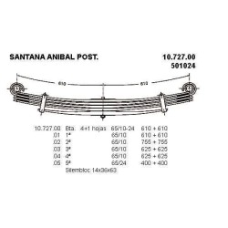 BALLESTA REFORZADA TRASERA PARABOLICA SANTANA ANIBAL 5+1H 65/10/24 610+610