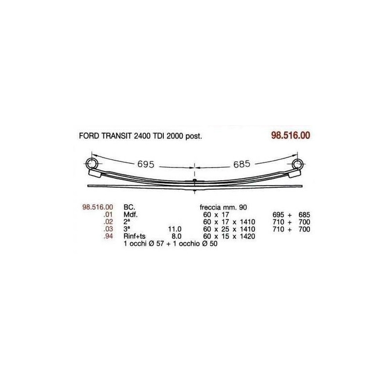 KIT REFUERZO BALLESTAS T.PARAB FORD 125 T350 60/25 710+700