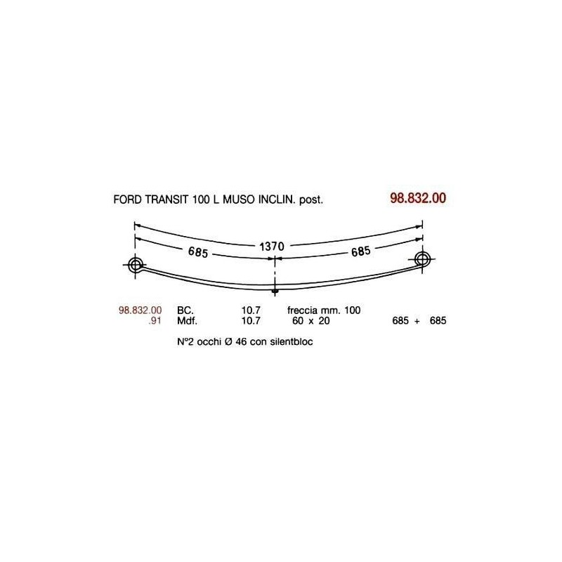 BALLESTA T PAR FORD TRANSIT 100 60/20 685+685 C/S