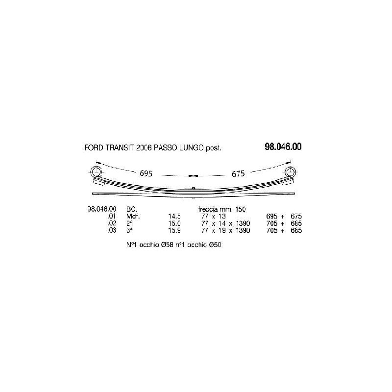 1ª T PAR FORD TRANSIT 75/13 695+675 CH. LARGO