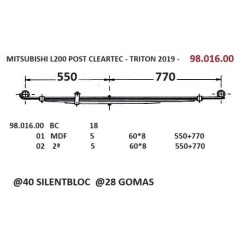 REFUERZO. 2 HOJAS  T. REFORZADAS BALLESTAS MITSUBISHI PICK-UP   TRITON CLEARTEC 2019 60*8