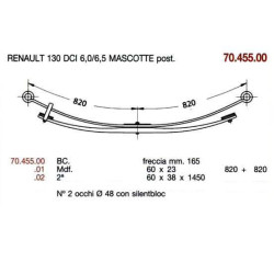 SEGUNDA BALLESTA T PAR MASCOTTE 6.0 6.5 130 DCI 60/35*1450 S/TOP