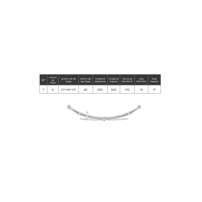 BALLESTA REFORZADA ISUZU D-MAX 2002-2012 8979468160 +5CMS +CARGA ADICIONAL