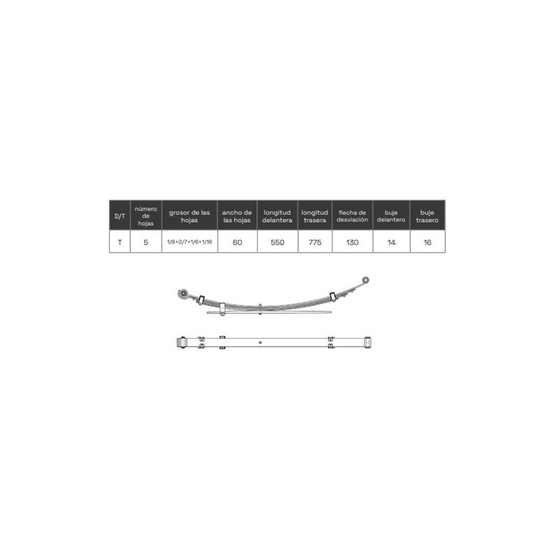 KIT DE REFUERZO DE LA BALLESTA MITSUBISHI L200 2014-ADELANTE +5CMS +500KGRS 4150A233