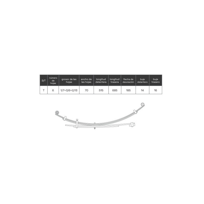 BALLESTA REFORZADA MITSUBISHI L200 1996-2007 +5CMS +500 KGRS MR353084