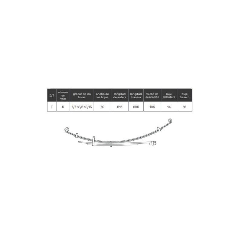 BALLESTA MITSUBISHI L200 1996-2007 MR519580 CARGA ESTANDAR