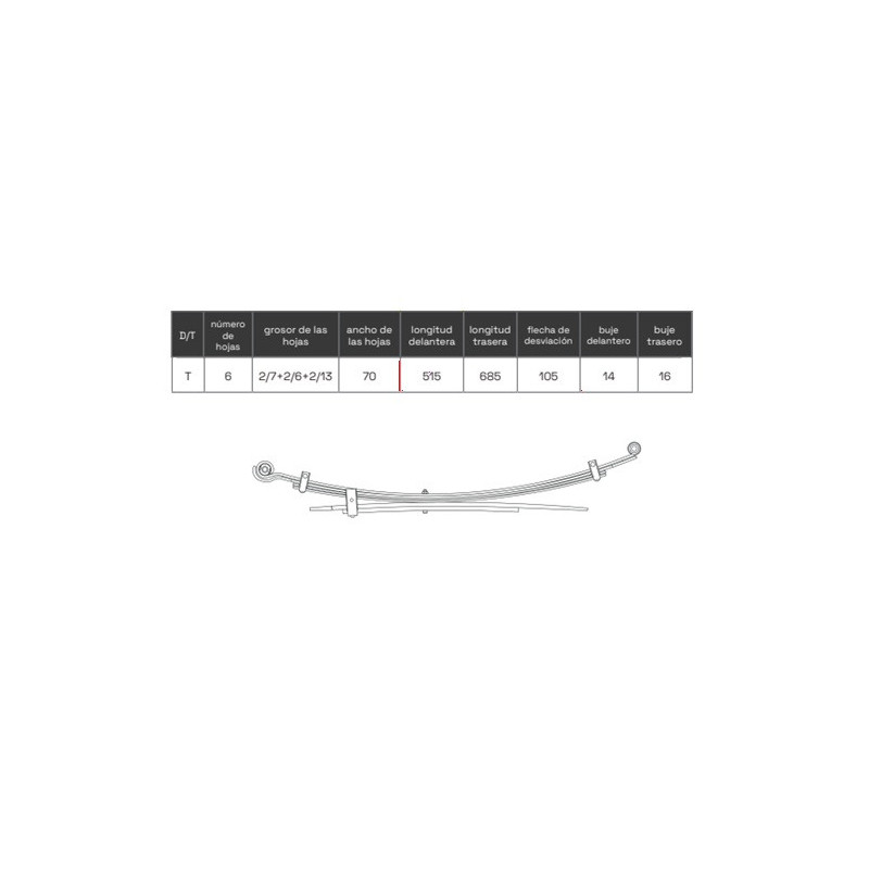 BALLESTA MITSUBISHI L200 2005-2015 MR992598 CARGA ESTANDAR