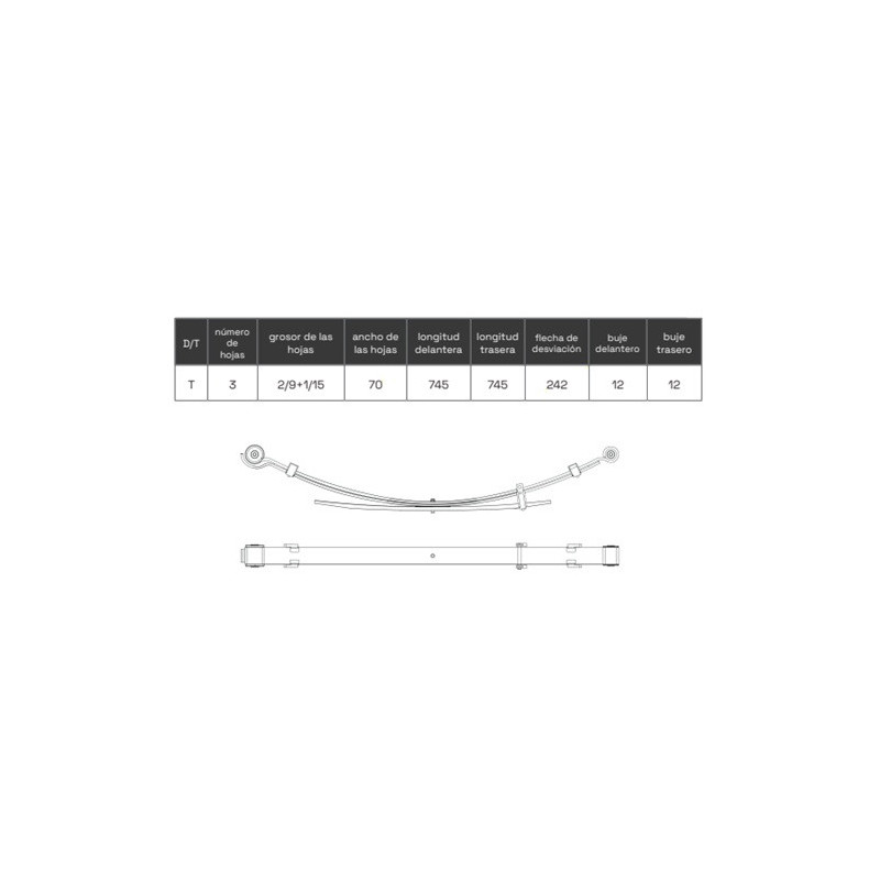 KIT DE REFUERZO PARA LA BALLESTA VOLKSWAGEN AMAROK 2010-2022 +5CMS +CARGA 2H0511151AC