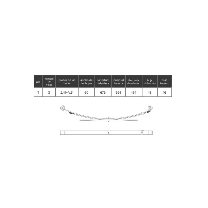 BALLESTA FORD TRANSIT 1991-2000 3 HOJAS 95VB5560MA