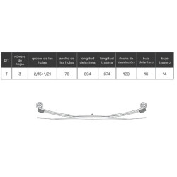 BALLESTA FORD TRANSIT 2006-2014 3 HOJAS 6C115560HE