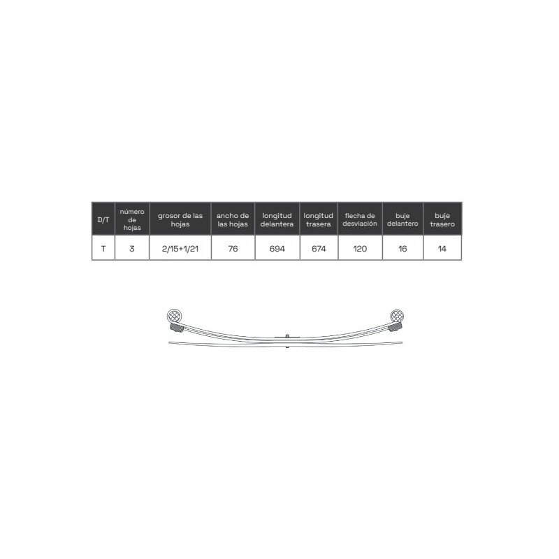 BALLESTA FORD TRANSIT 2006-2014 3 HOJAS 6C115560HE