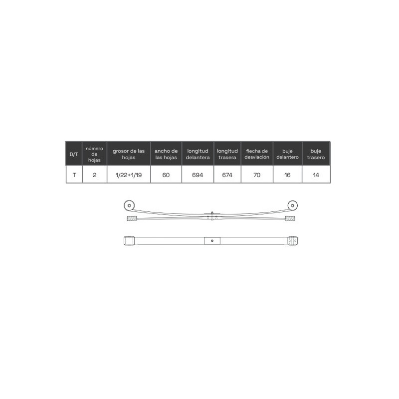 BALLESTA FORD TRANSIT 2006-2014 2 HOJAS 6C115560ND