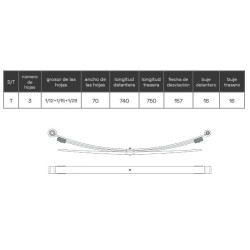 BALLESTA MERCEDES SPRINTER - VOLKSWAGEN CRAFTER 1995-2006 2013 - ADELANTE 3 HOJAS 9043201606 - 2D0511131P