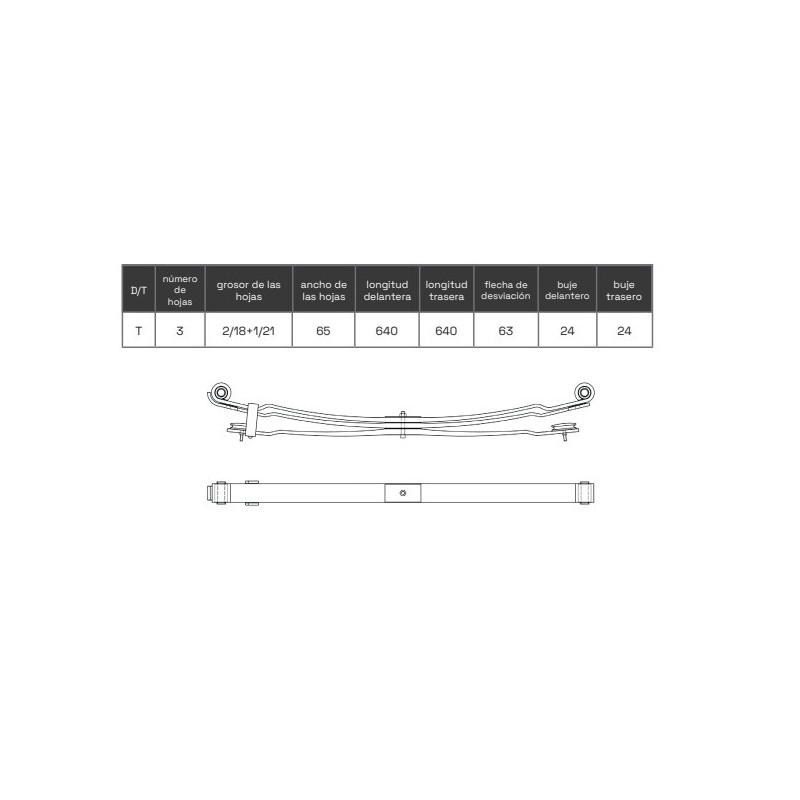 BALLESTA TRASERA NISSAN CABSTAR NT400 RENAULT MAXITY 2006-ADELANTE 3 HOJAS  55020MB90A 55020LC62C