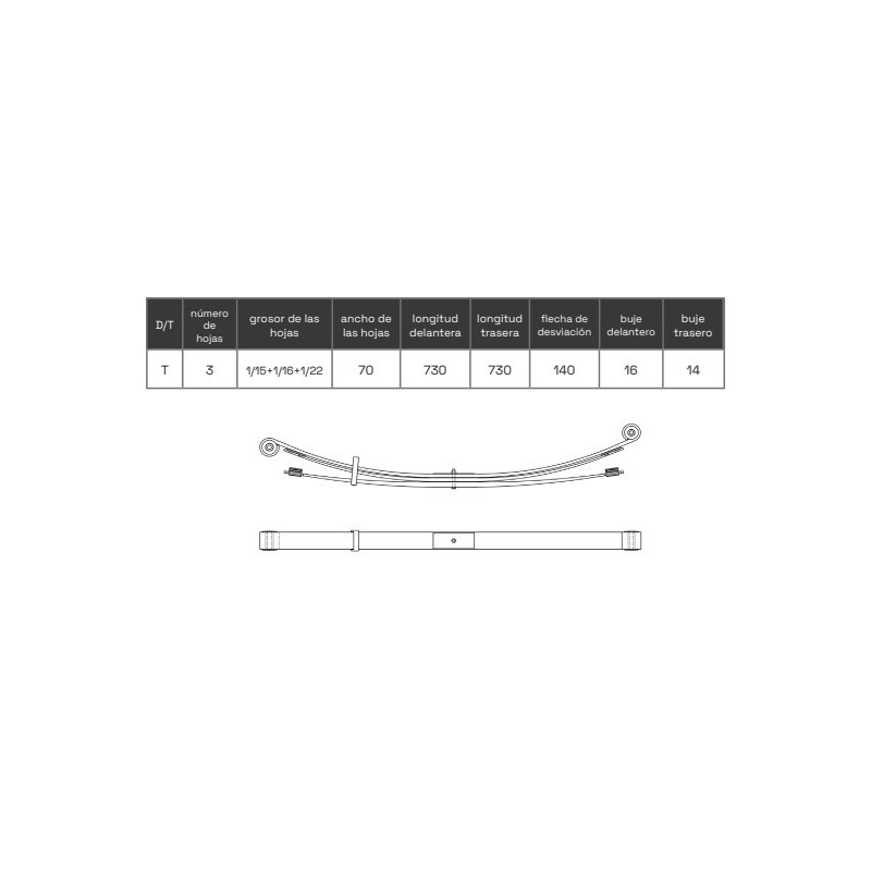 BALLESTA RENAULT MASTER NISSAN NV400 OPEL MOVANO 2010 - ADELANTE 550200016R