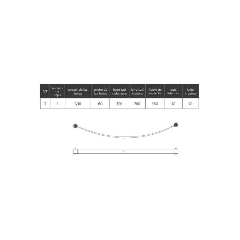 BALLESTA VOLKSWAGEN CADDY FORD CUSTOM 2004-2020 2K3511151T