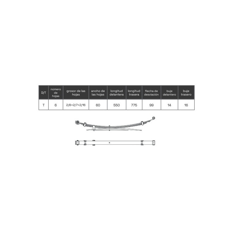 BALLESTA REFORZADA MITSUBISHI L200 2014-ADELANTE +3CMS +300KGRS 4150A233