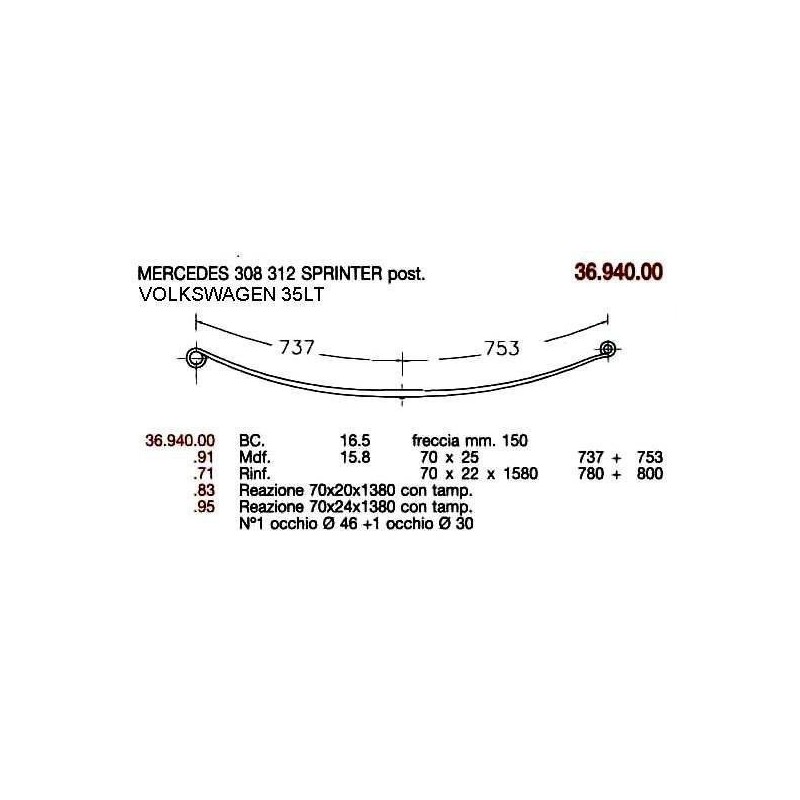 KIT RFZO T PAR MER SPRINTER 308-312 70/18 790+790