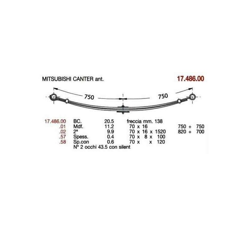 KIT RFZO. D. PAR MITSUBISHI CANTER 70/16 750+750