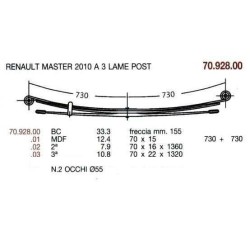 2ª T PAR RENAULT MASTER 2010 A3 LAME 70/16 680+680