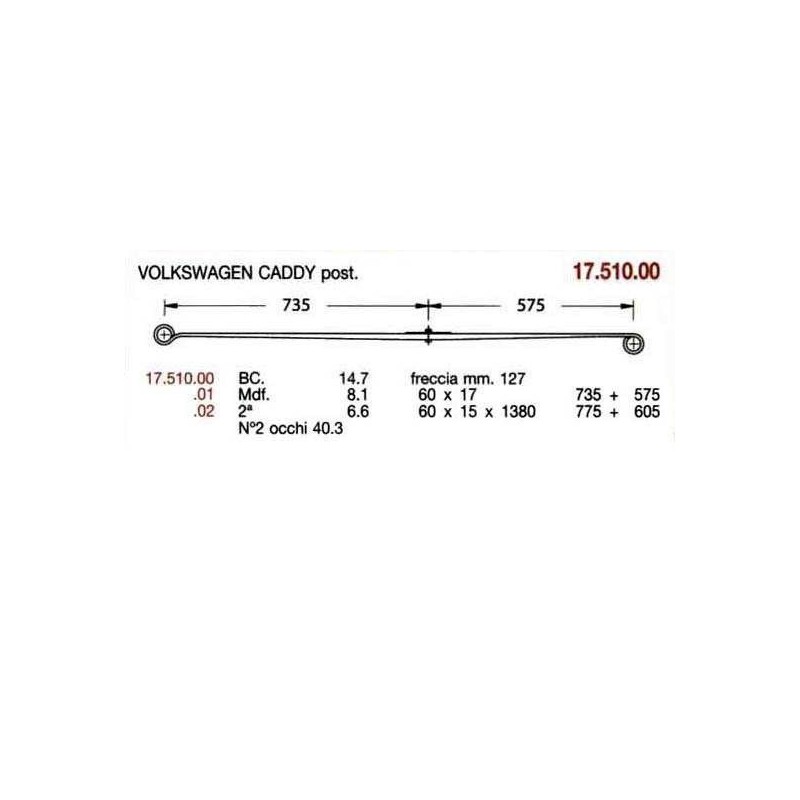 1ª T PAR VOLKSWAGEN CADDY 60/17 735+575 @40 C/S
