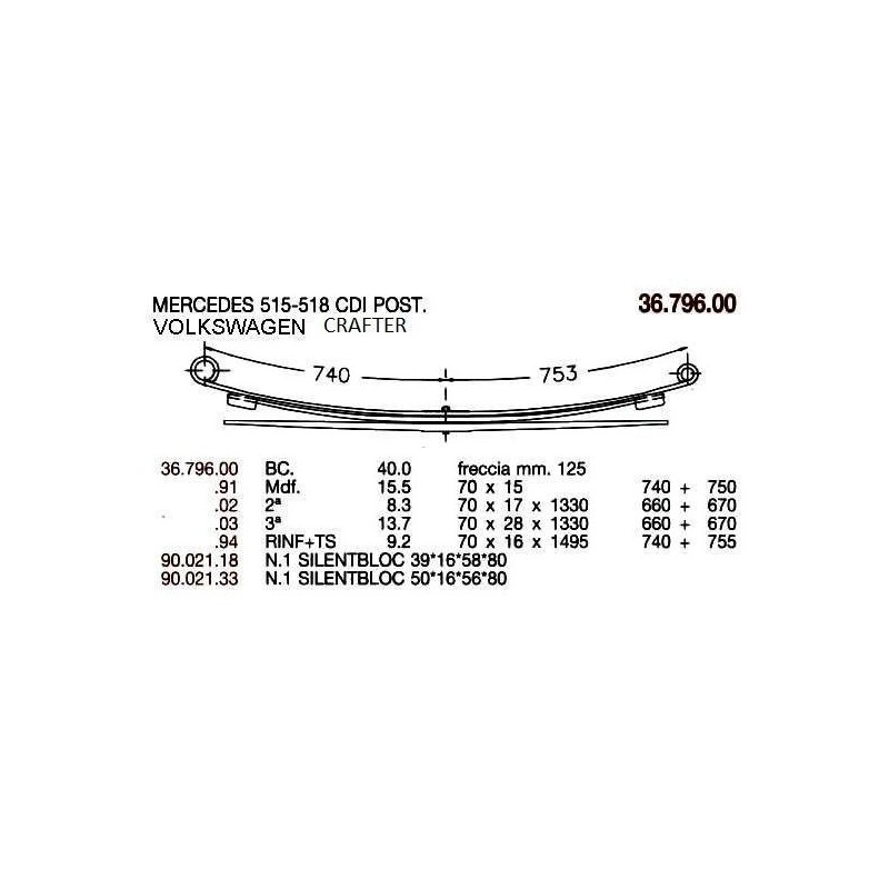 KIT RFZO T PAR VOLKSWAGEN CRAFTER 70/16*1540